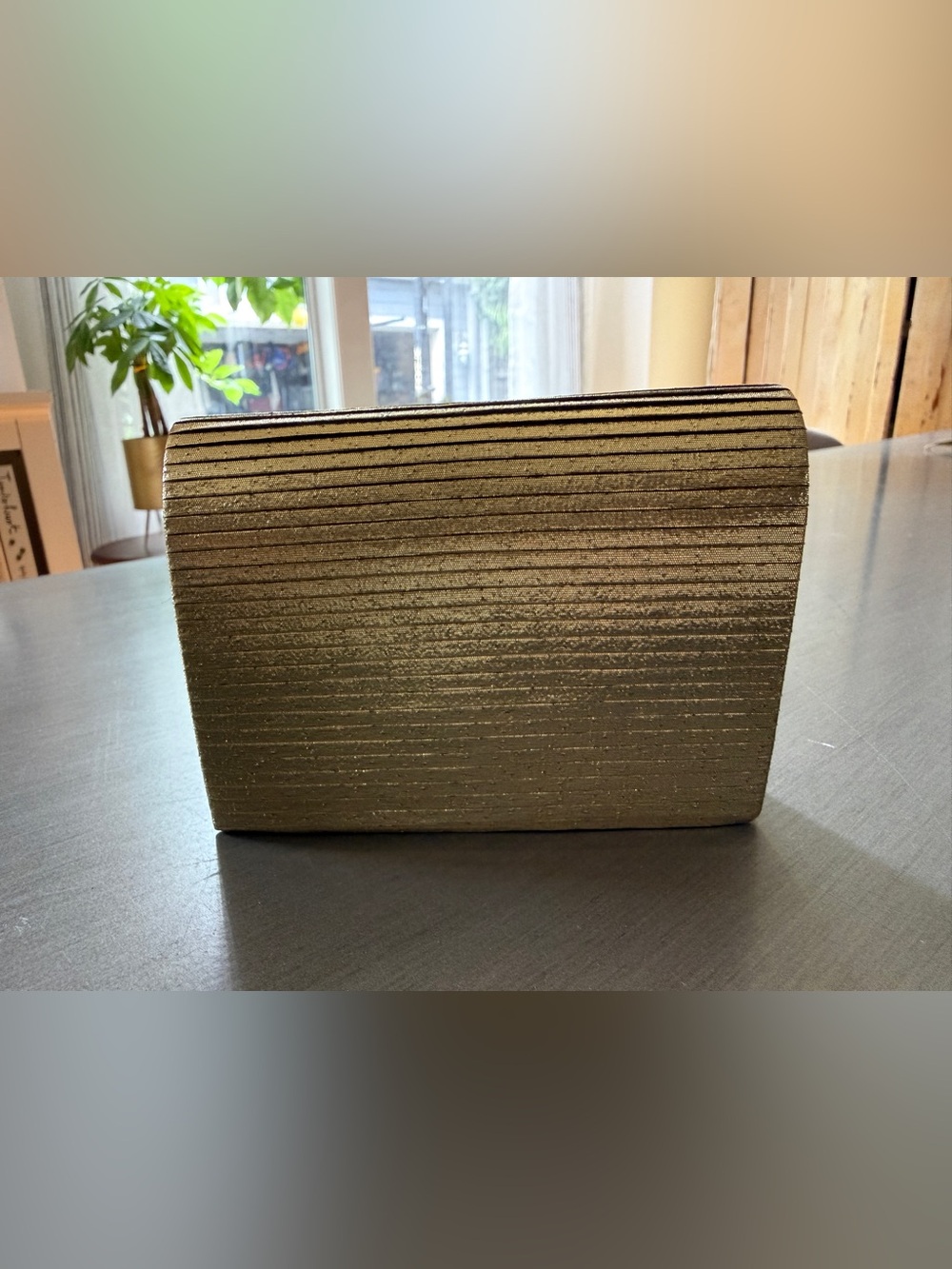 Vintage ANDRE CELLINI Gold Clutch Bag Purse Shoulder Strap
